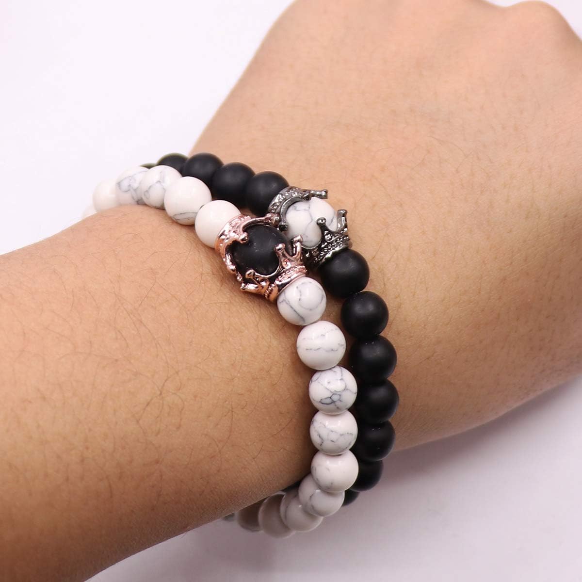 King & Queen bracelets worn as a pair