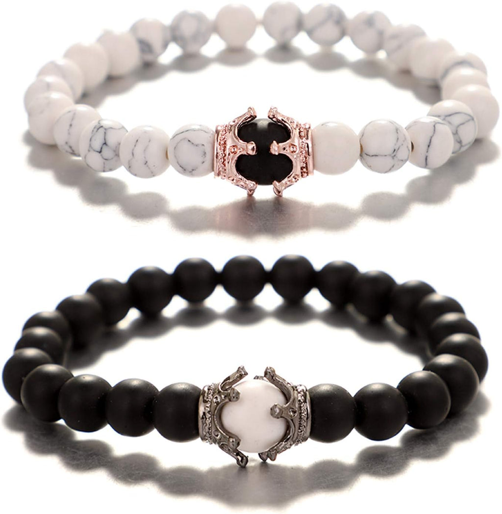 Croaix King & Queen crown bracelets — his and hers set