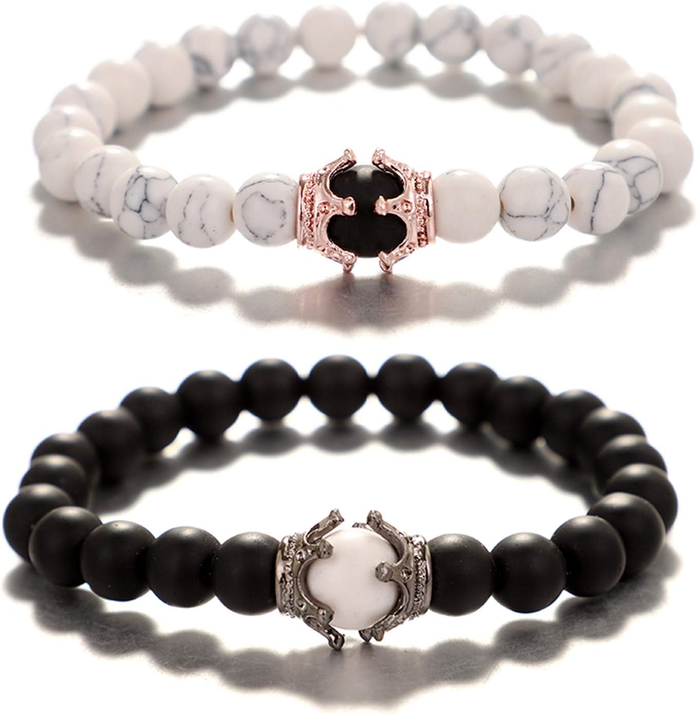 Croaix King & Queen crown bracelets — his and hers set