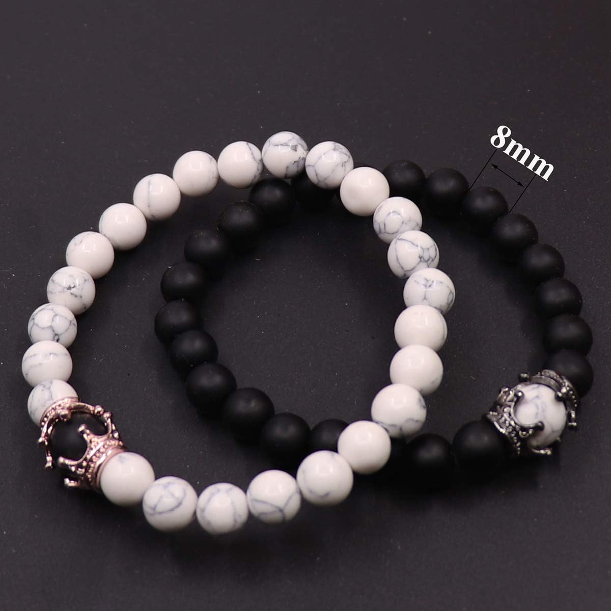 King & Queen crown bracelets close-up