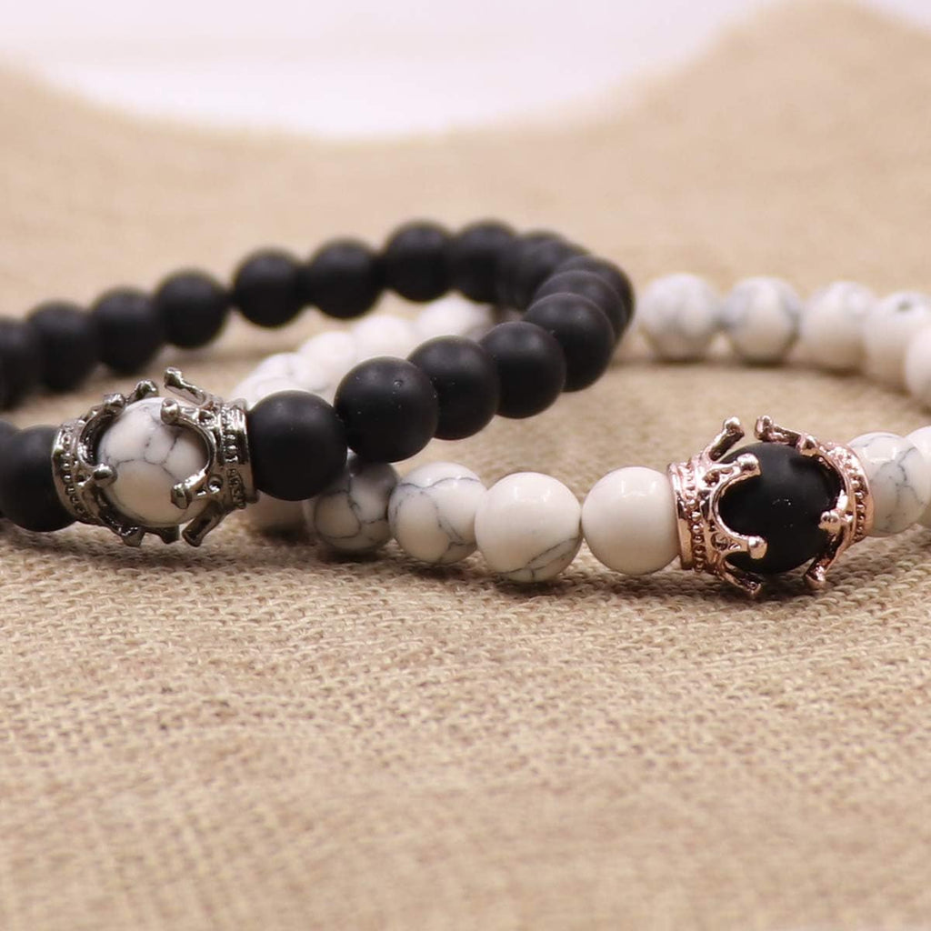 King & Queen beaded crown bracelets