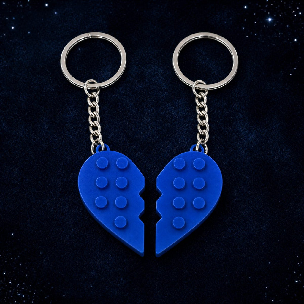 Two halves of the Croaix Heart Keychain, just apart