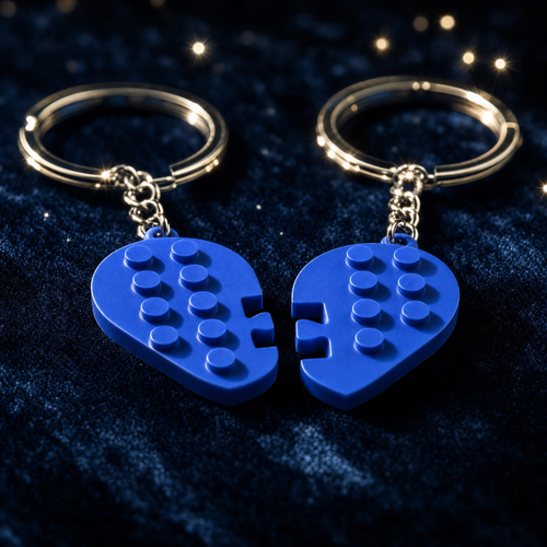 Heart keychain halves about to join on midnight velvet