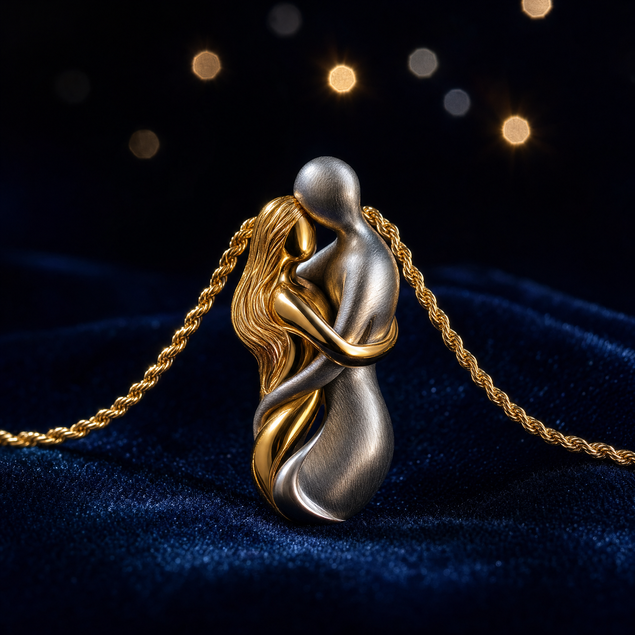 Croaix Two Lovers Pendant — two-tone embracing figures