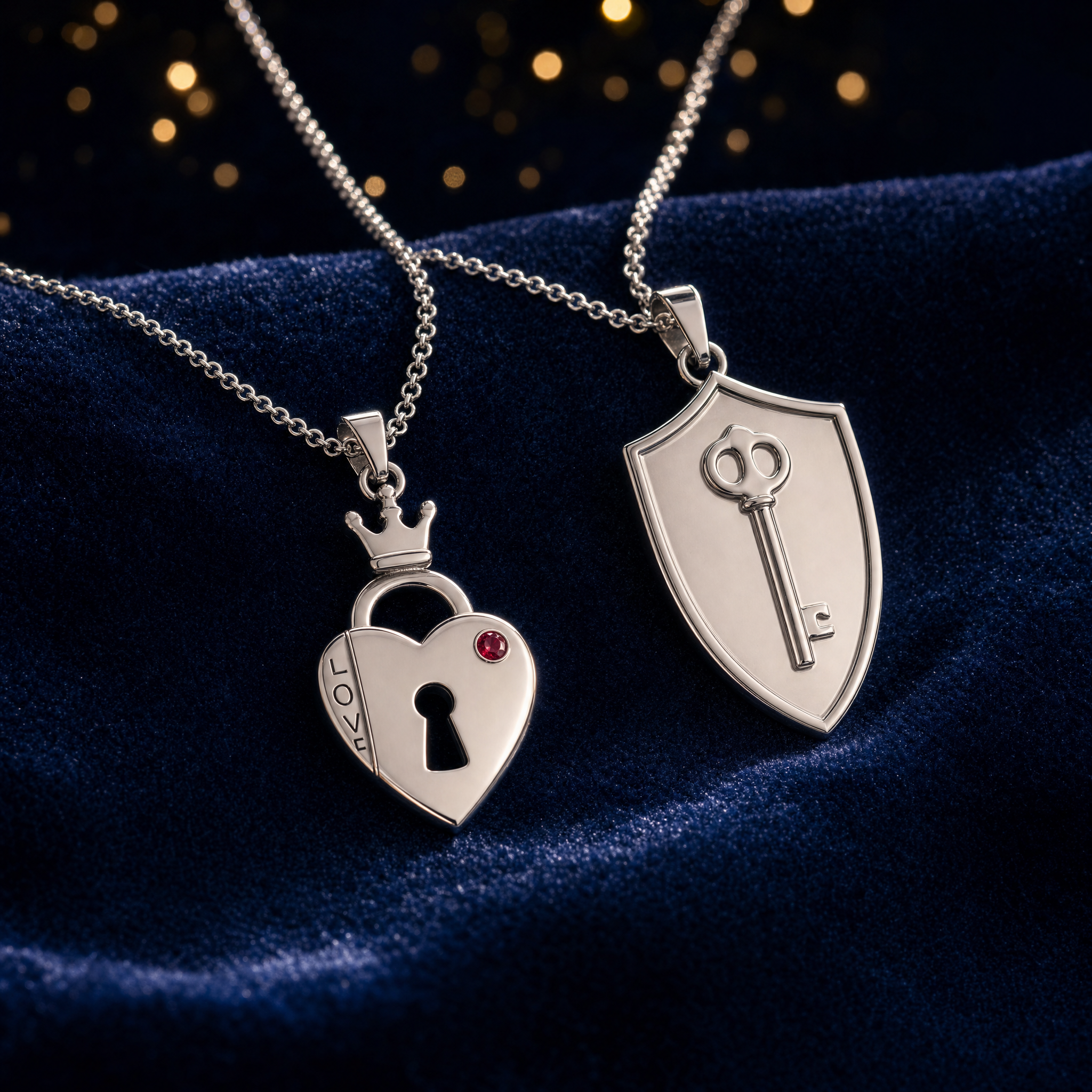 Croaix Lock and Key Set — crowned heart lock and shield key
